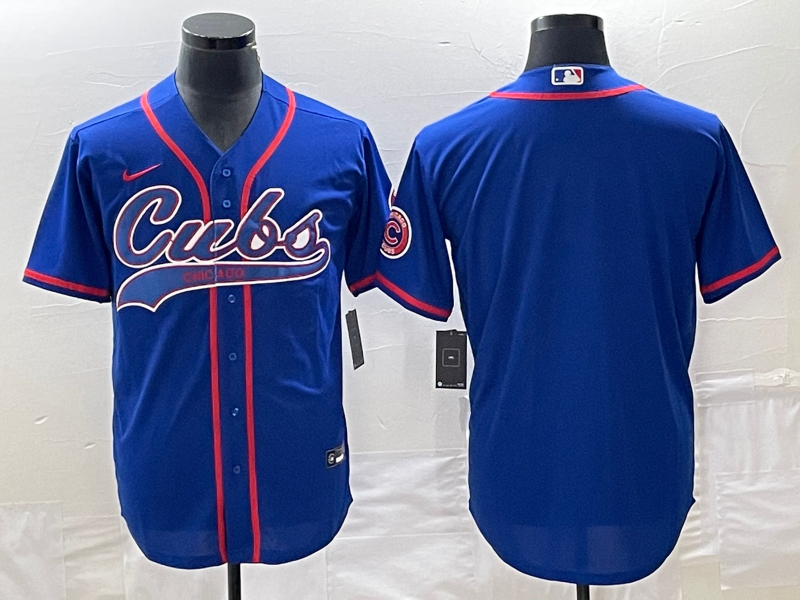 Men's Chicago Cubs Blue Blank Replica Player Jerseys