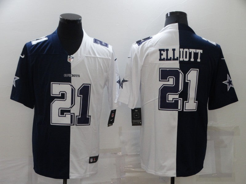 Men's Dallas Cowboys Ezekiel Elliott #21 Navy/White Game Jerseys