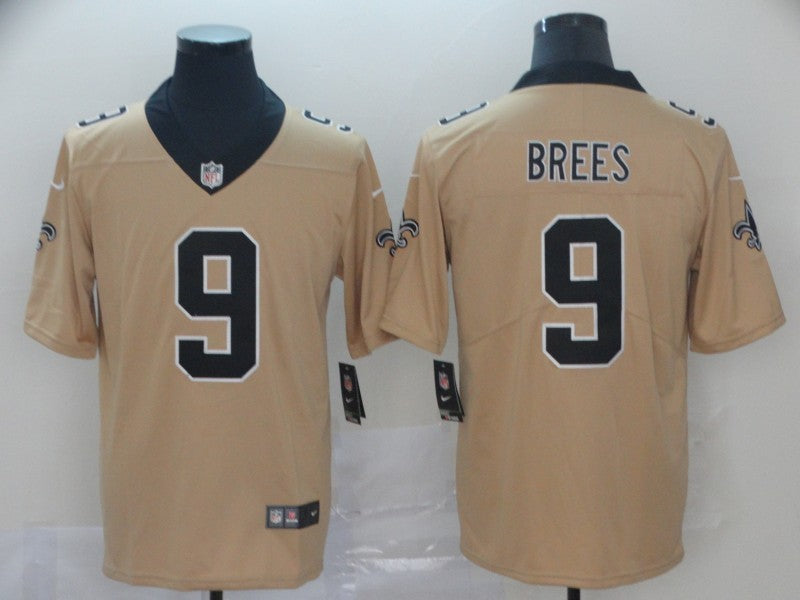 Men's New Orleans Saints Drew Brees #9 Gold Inverted Game Jerseys