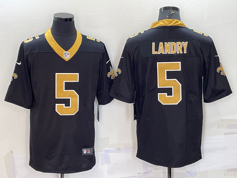 Men's New Orleans Saints Jarvis Landry #5 Black Game Jerseys