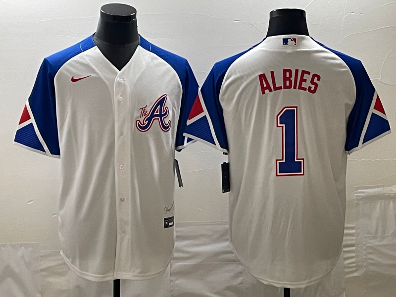 Men's Atlanta Braves Ozzie Albies Nike White 2023 City Connect Replica Player Jerseys