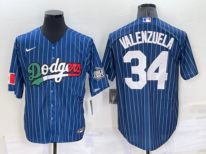 Men's Los Angeles Dodgers Fernando Valenzuela #34 Blue Stitched Baseball Jerseys