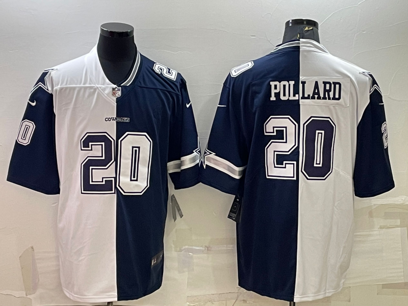 Men's Dallas Cowboys Tony Pollard #20 White/Navy Game Jerseys Joint Edition