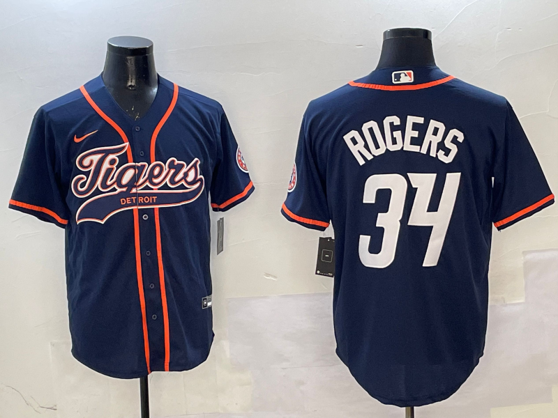 Men's Detroit Tigers Jake Rogers #34 Navy Player Jerseys