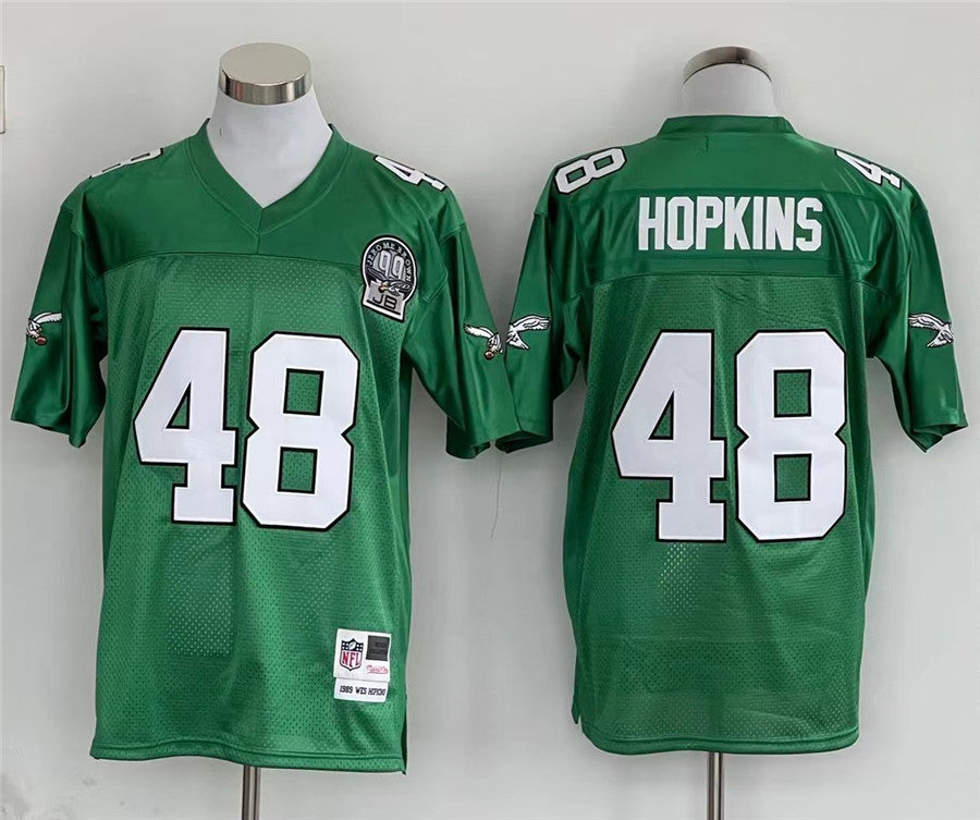 Men's Philadelphia Eagles Wes Hopkins Mitchell & Ness Kelly Green Legacy Replica Jerseys
