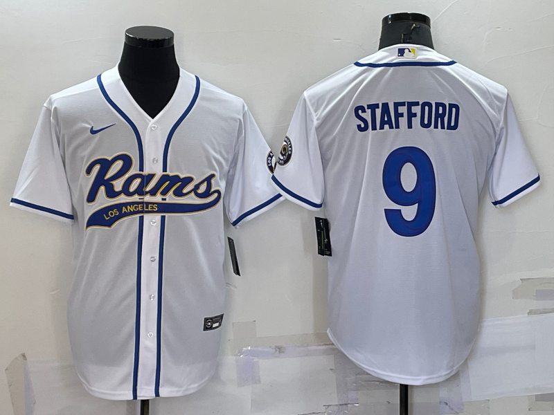 Men's Los Angeles Rams Matthew Stafford #9 White Game Jerseys Joint Edition