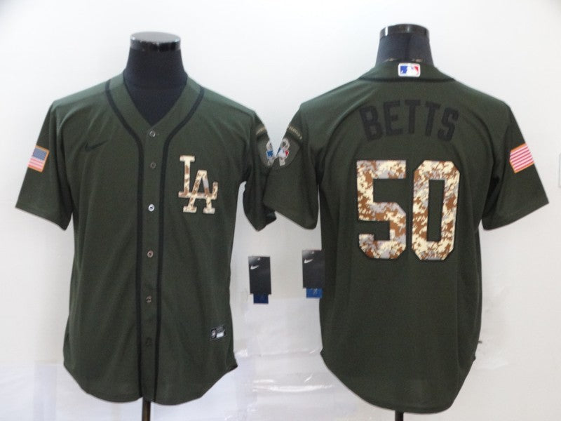 Men's Los Angeles Dodgers Mookie Betts #50 Army Green Player Jerseys