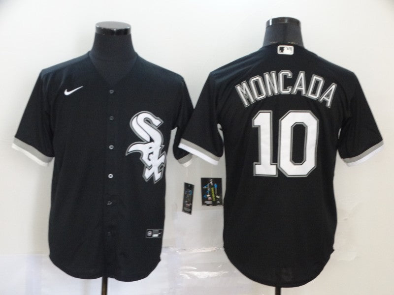 Men's Chicago White Sox Yoan Moncada #10 Black Replica Baseball Jerseys