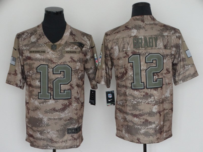 Men's New England Patriots Tom Brady #12 Camouflage Game Jerseys