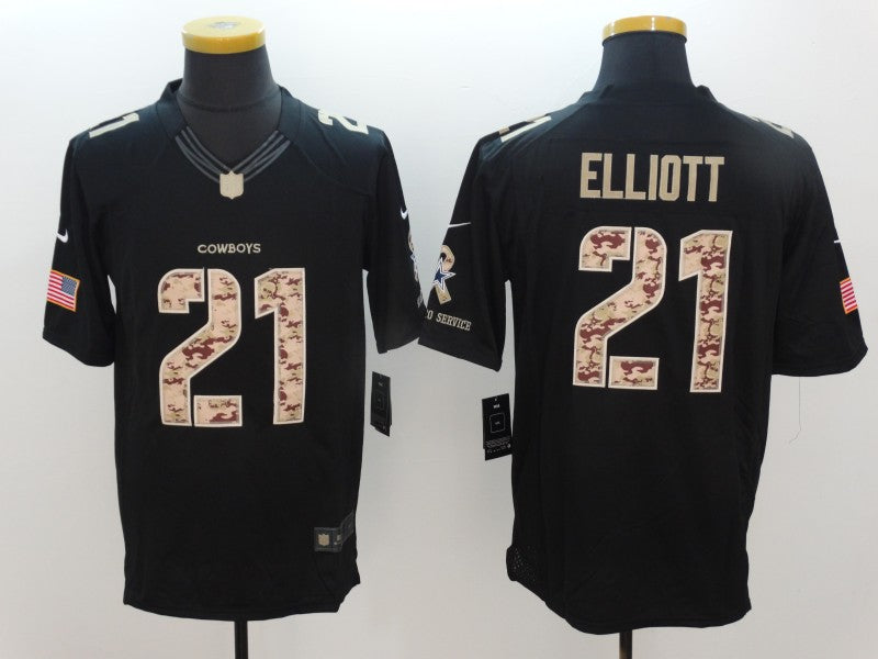 Men's Dallas Cowboys Ezekiel Elliott #21 Black Game Team Jerseys