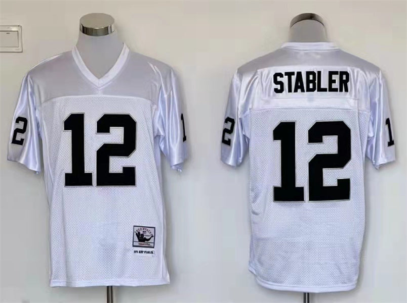 Men's Oakland Raiders Ken Stabler Mitchell & Ness White Legacy Replica Jerseys