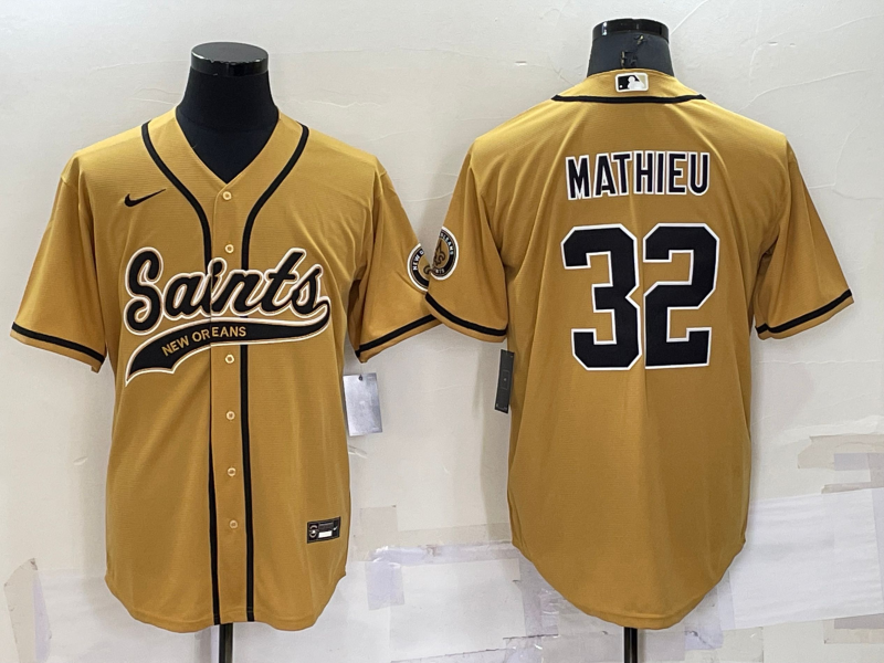 Men's New Orleans Saints Tyrann Mathieu #32 Yellow Game Jerseys Joint Edition