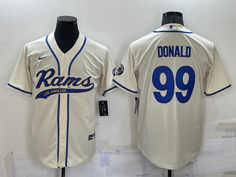 Men's Los Angeles Rams Aaron Donald #99 Bone Game Jerseys Joint Edition