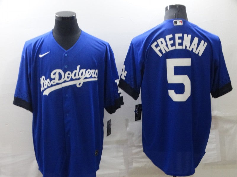 Men's Los Angeles Dodgers Freddie Freeman #5 Blue Stitched Jerseys