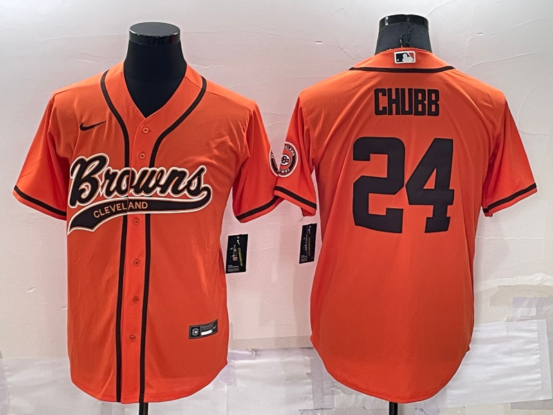 Men's Cleveland Browns Nick Chubb #24 Orange Game Jerseys Joint Edition