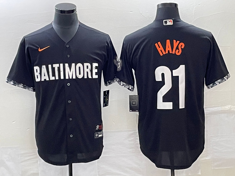 Men's Baltimore Orioles Austin Hays #21 Black 2023 City Connect Replica Player Jerseys