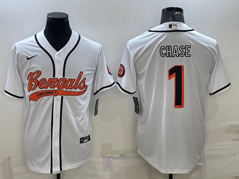 Men's Cincinnati Bengals Ja'Marr Chase #1 White Fashion Game Jerseys