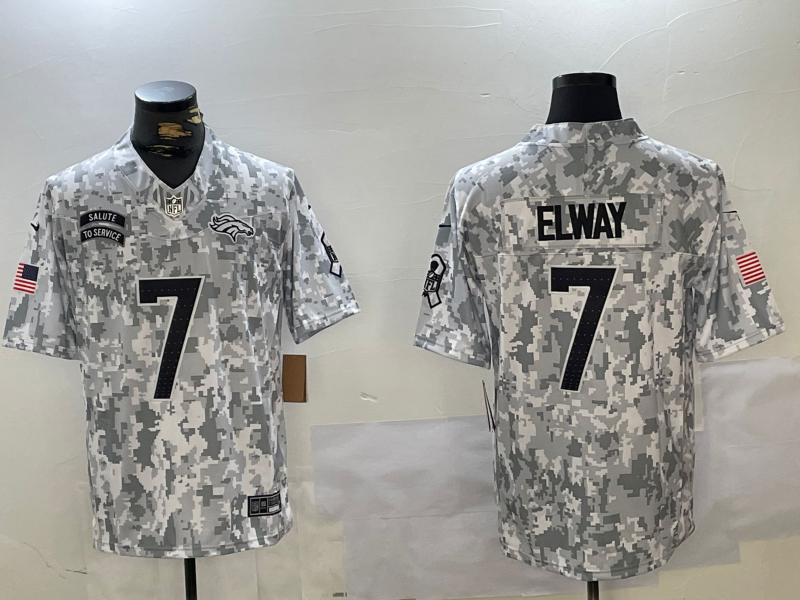 Men's Denver Broncos John Elway #7 Arctic Camo 2024 Salute to Service Retired Player Limited Jerseys