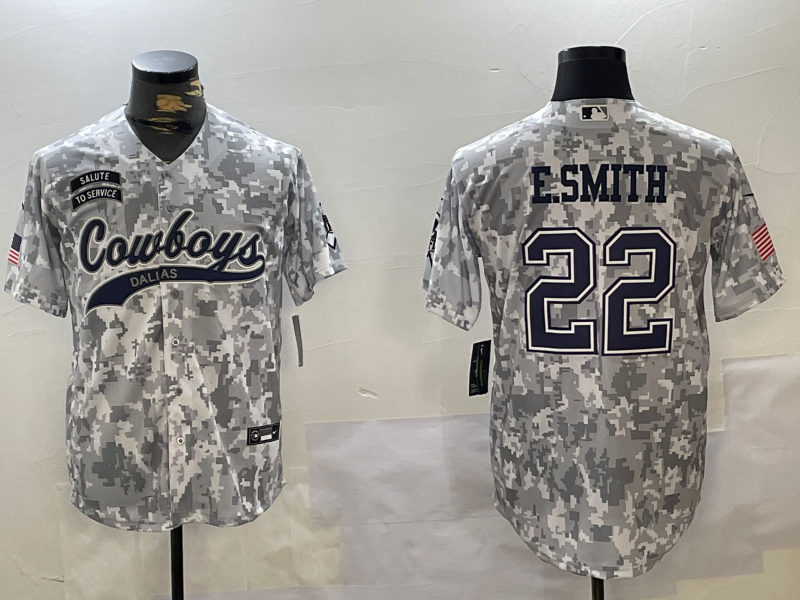 Men's Dallas Cowboys Emmitt Smith #22 Arctic Camo 2024 Salute to Service Player Jerseys