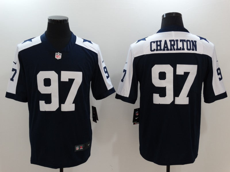 Men's Dallas Cowboys Taco Charlton #97 Navy Game Player Jerseys
