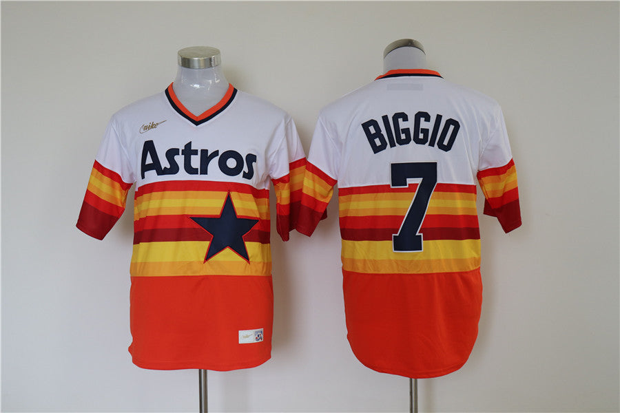 Men's Houston Astros Craig Biggio #7 White Home Cooperstown Collection Player Jerseys