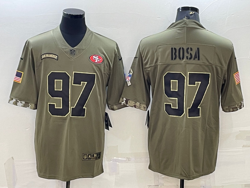 Men's San Francisco 49ers Nick Bosa #97 Olive 2022 Salute To Service Retired Player Limited Jerseys
