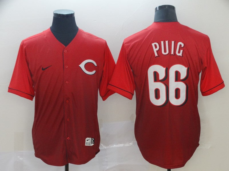 Men's Cincinnati Reds Yasiel Puig #66 Red Fashion Stitched Jerseys