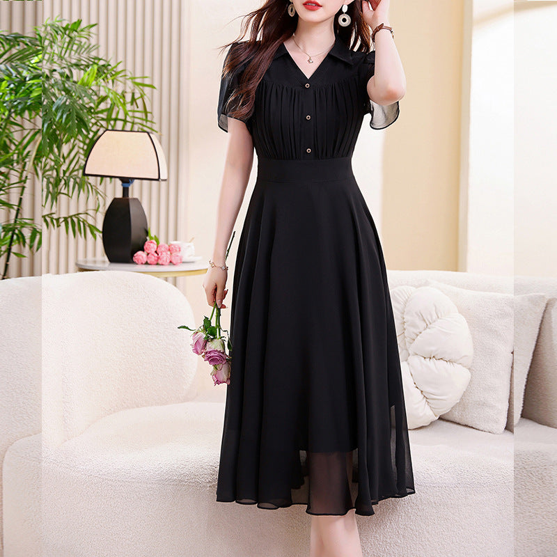 Stylish Dress Slimming Waist-cinching Midi Dress For W