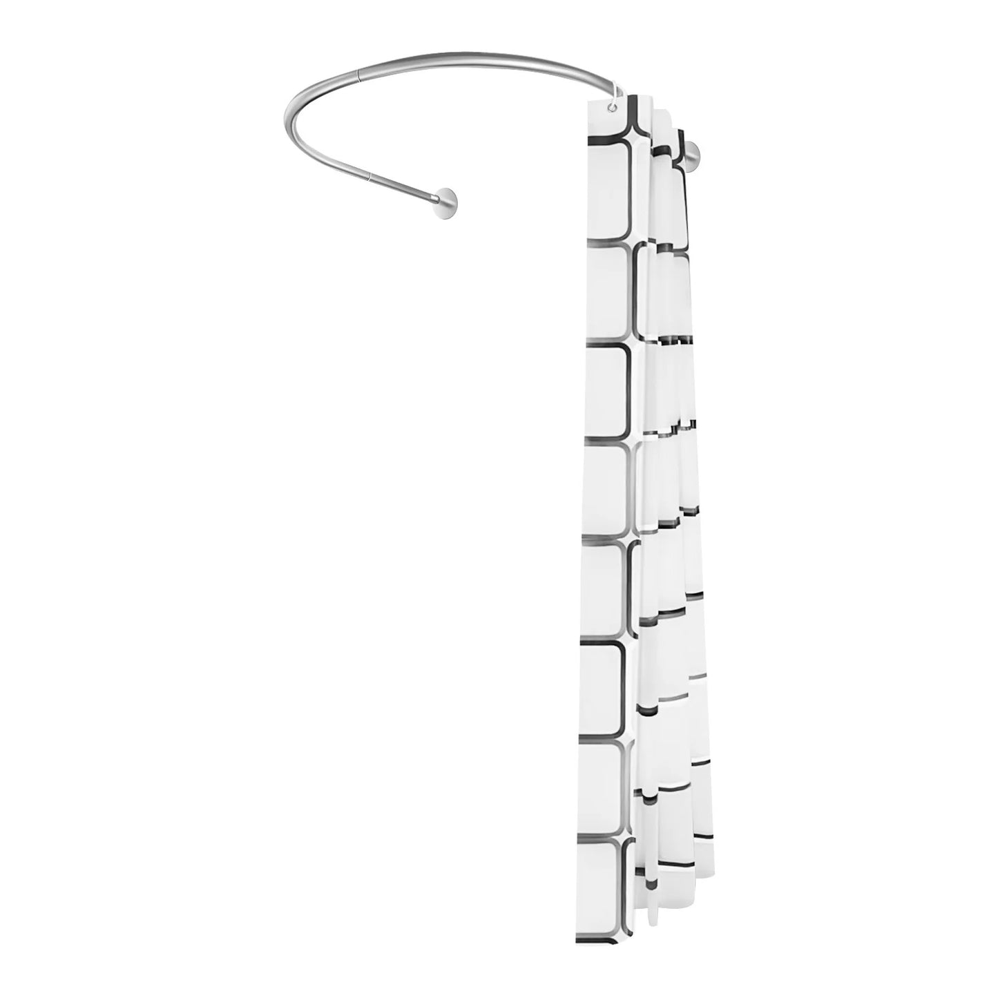 U-Shape Adjustable Shower Curtain Rod – No Drilling Needed