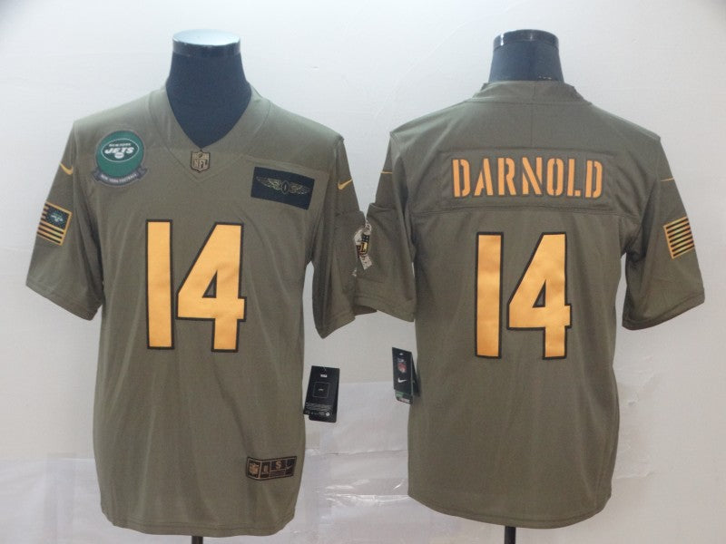 Men's New York Jets Sam Darnold #14 Brown Game Jerseys