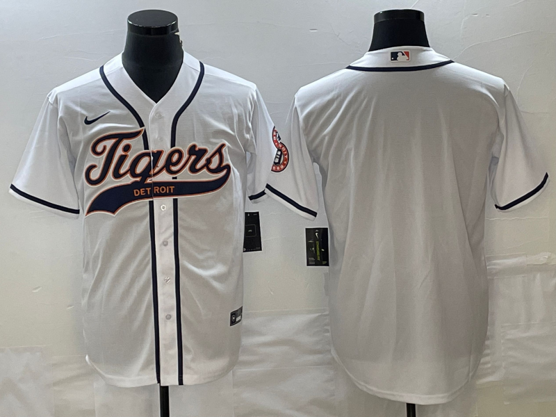 Men's Detroit Tigers White Blank Replica Jerseys Joint Edition