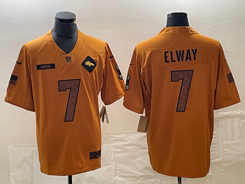 Men's Denver Broncos John Elway #7 Brown 2023 Salute To Service Retired Player Limited Jerseys