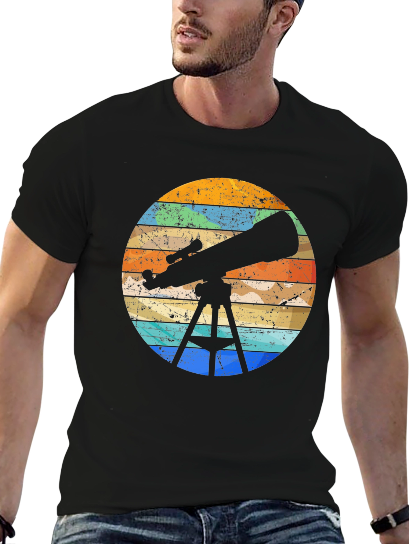 Telescope Silhouette Graphic T-Shirt - Astronomy Lover