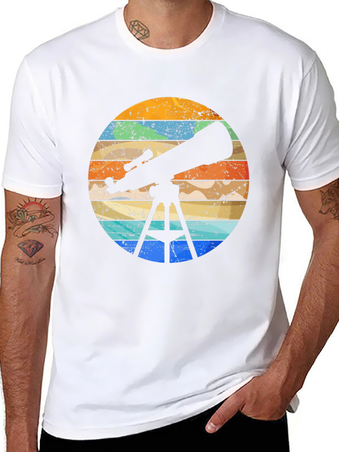 Telescope Silhouette Graphic T-Shirt - Astronomy Lover