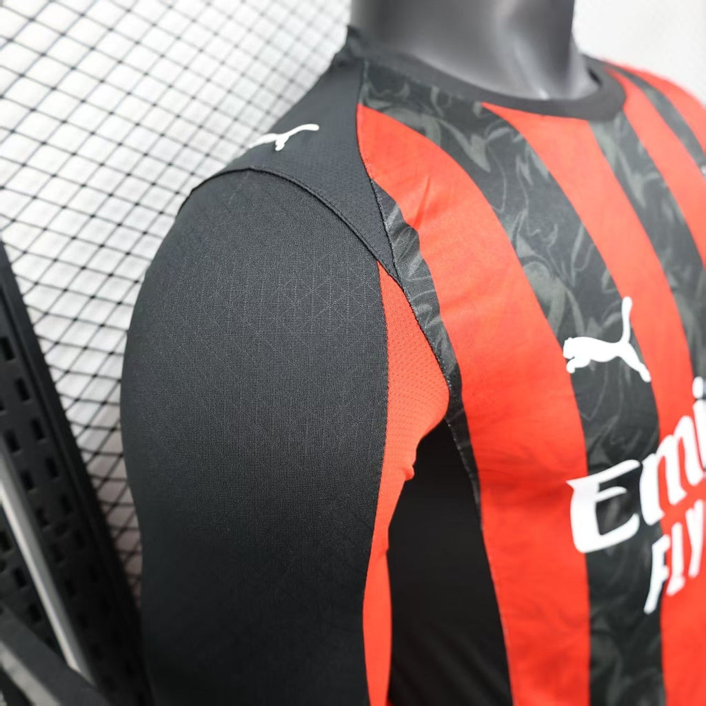 2025-26 AC Milan Home Long Sleeve Player Version Jersey - Men's