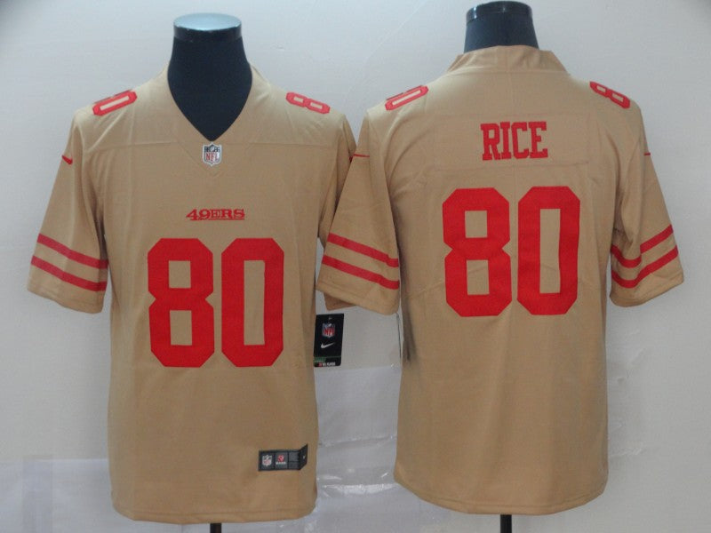 Men's San Francisco 49ers Jerry Rice #80 Gold Inverted Legend Jerseys