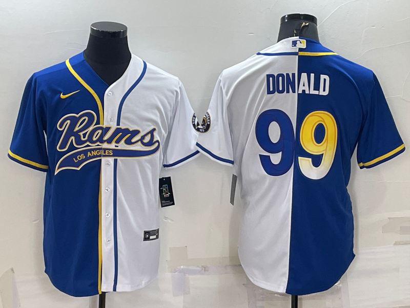 Men's Los Angeles Rams Aaron Donald #99 Blue/White Game Jerseys Joint Edition