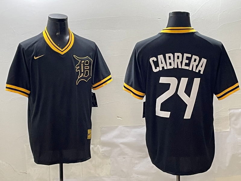 Men's Detroit Tigers Miguel Cabrera #24 Black Replica Player Jerseys