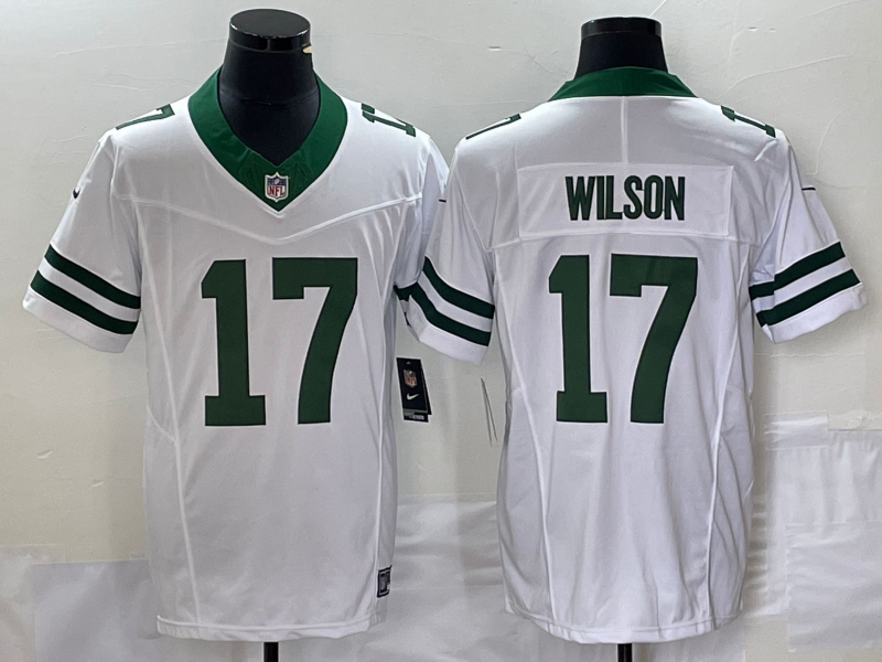 Men's New York Jets Garrett Wilson #17 White Legacy Vapor F.U.S.E. Limited Jerseys