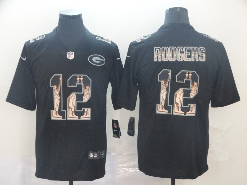 Men's Green Bay Packers #12 Aaron Rodgers Black Game Jerseys