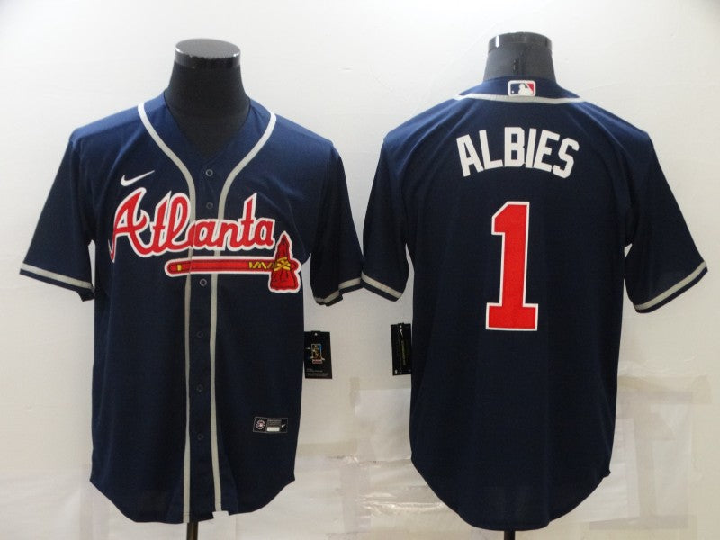 Men's Atlanta Braves Ozzie Albies #1 Navy Replica Player Jerseys