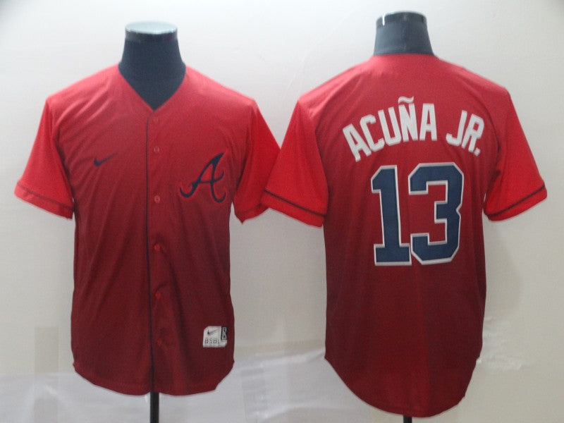Men's Atlanta Braves Ronald Acuna Jr. #13 Red Replica Player Jerseys