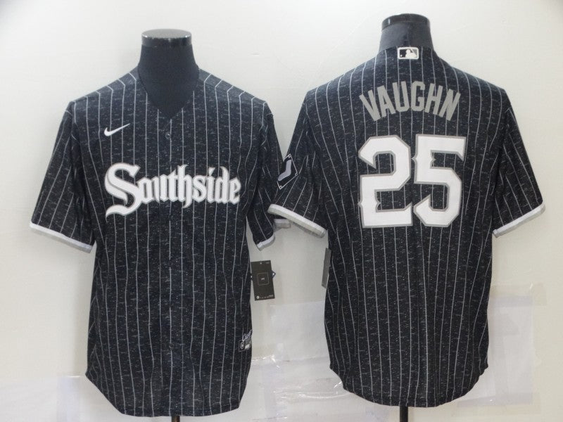 Men's Chicago White Sox Jim Abbott #25 Black Replica Baseball Jerseys