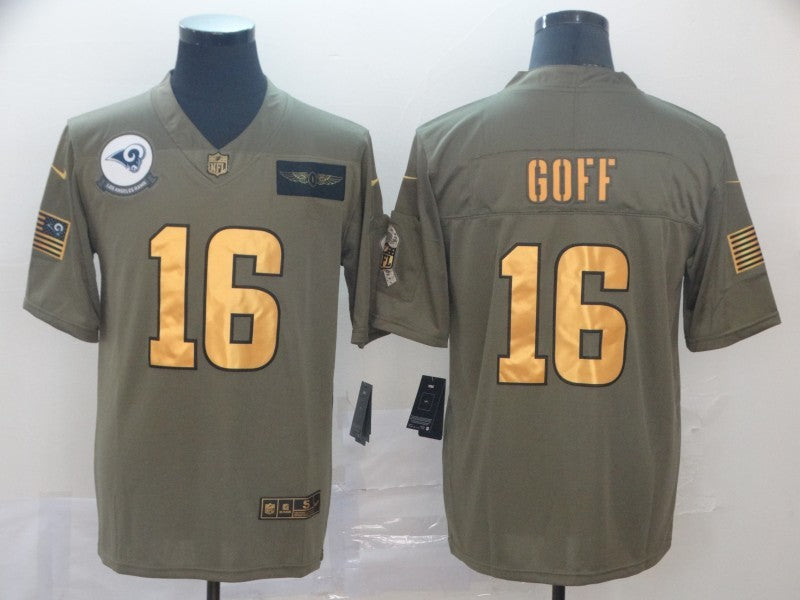 Men's Los Angeles Rams Jared Goff #16 Brown Game Player Jerseys