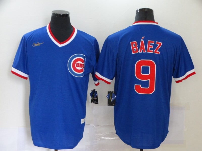 Men's Chicago Cubs Javier Baez #9 Blue Game Jerseys