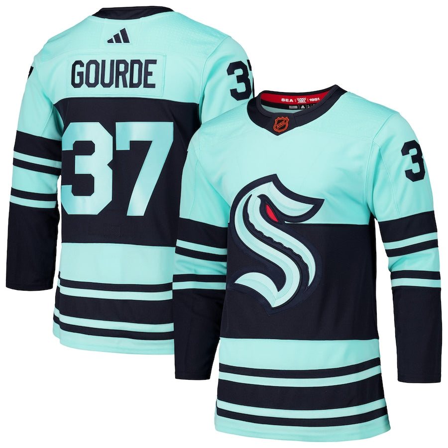 Men's Seattle Kraken Yanni Gourde adidas Light Blue Reverse Retro 2.0 Authentic Player Jersey