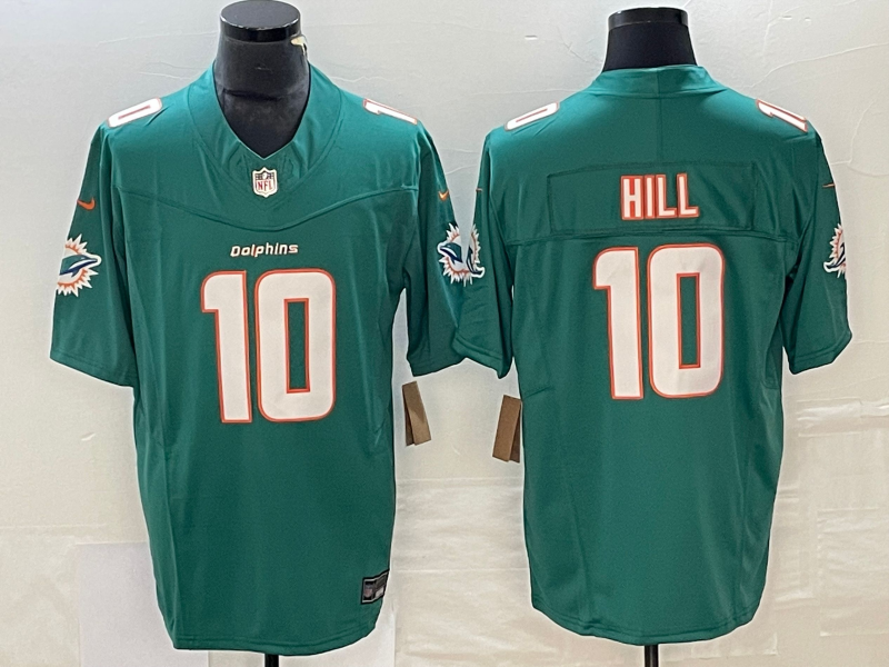 Men's Miami Dolphins Tyreek Hill #10 Aqua Game Jerseys