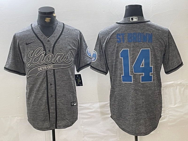 Men's Detroit Lions Amon-Ra St. Brown #14 Gray Player Jerseys