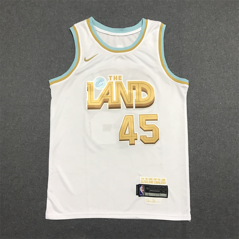 Men's Cleveland Cavaliers Donovan Mitchell #45 The Land White City Edition Jerseys