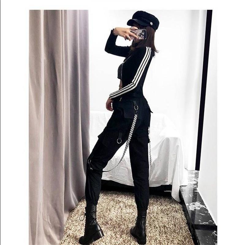 Versatile Pants Streetwear Cargo Pants for Women black J